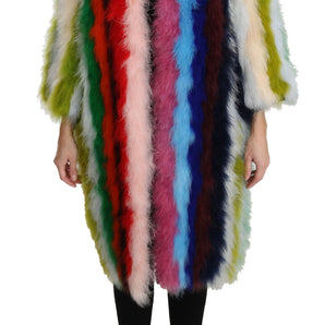 Dolce &amp; Gabbana Elegant Multicolor Feather Long Coat Jacket