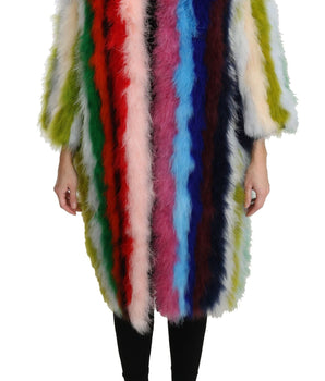 Dolce & Gabbana Elegant Multicolor Feather Long Coat Jacket Dolce & Gabbana 