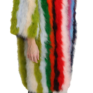 Dolce &amp; Gabbana Elegant Multicolor Feather Long Coat Jacket