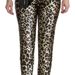 Dolce &amp; Gabbana Chic High Waist Leopard Sequin Pants