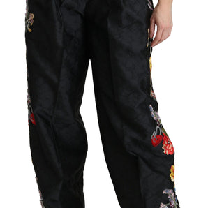 Dolce &amp; Gabbana Elegantes pantalones florales de pierna ancha y cintura alta