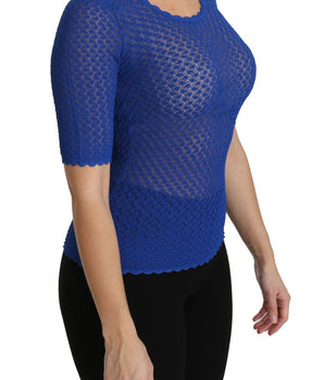 Dolce & Gabbana Elegant Blue Sheer Blouse Dolce & Gabbana 