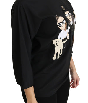 Dolce & Gabbana Elegant Black Silk Stretch Embroidered Top Dolce & Gabbana 