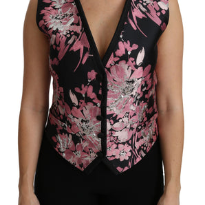 Dolce &amp; Gabbana Elegant Floral Brocade Plunging Vest Top