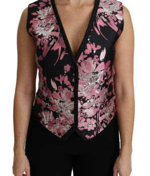 Dolce & Gabbana Elegant Floral Brocade Plunging Vest Top Dolce & Gabbana 