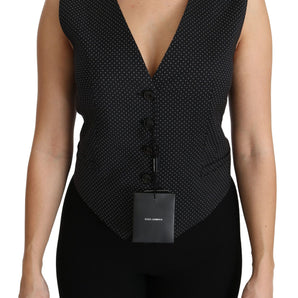 Dolce &amp; Gabbana Chic Black Dotted Wool Blend Sleeveless Vest