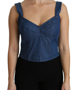 Dolce & Gabbana Elegant Sleeveless Bustier Top in Blue Dolce & Gabbana 