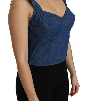 Dolce & Gabbana Elegant Sleeveless Bustier Top in Blue Dolce & Gabbana 