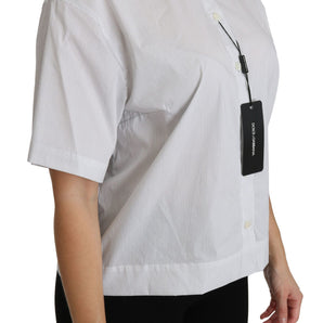 Dolce &amp; Gabbana Elegant White Cotton Polo Top