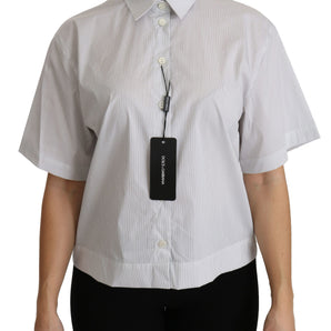 Dolce &amp; Gabbana Elegant White Cotton Polo Top