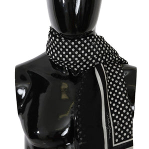 Dolce &amp; Gabbana Elegant Black Silk Blend Polka Dotted Men's Scarf