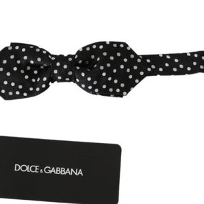 Dolce & Gabbana Elegant Black Polka Dot Silk Bow Tie