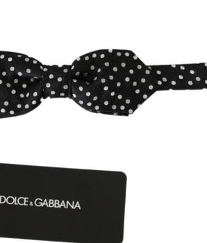 Dolce &amp; Gabbana Elegant Black Polka Dot Silk Bow Tie