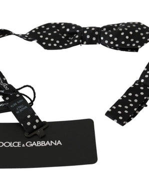 Dolce &amp; Gabbana Elegant Black Polka Dot Silk Bow Tie