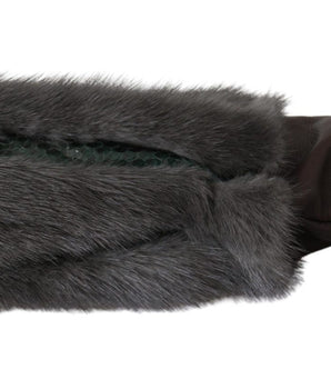 Dolce &amp; Gabbana Elegant Mid-Arm Leather Gloves in Brown