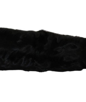 Dolce & Gabbana Black Elbow Length Mitten Suede Fur Gloves Dolce & Gabbana 