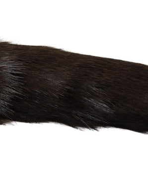 Dolce & Gabbana Brown Elbow Length Mittens Leather Fur Gloves Dolce & Gabbana 