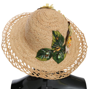 Dolce & Gabbana Elegant Beige Floral Bucket Hat