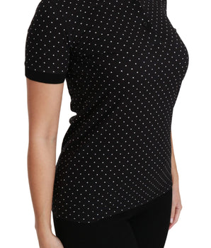Dolce & Gabbana Elegant Black Dotted Polo Shirt Dolce & Gabbana 