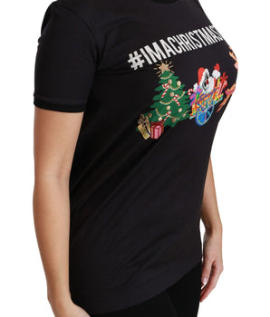 Dolce & Gabbana Black #ImAChristmasTree Crewneck Top T-shirt Dolce & Gabbana 