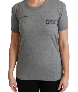Dolce & Gabbana Gray Crewneck Amore Patch Cotton Top T-shirt Dolce & Gabbana 