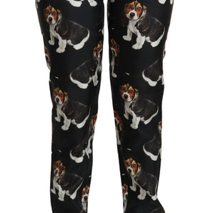 Dolce &amp; Gabbana Pantalones elegantes de seda con estampado de cachorros