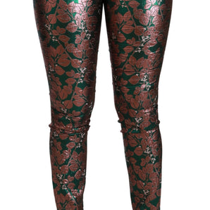 Dolce & Gabbana Elegant Bronze Leaf Metallic Trousers