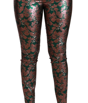 Dolce & Gabbana Green Bronze Leaf Tights Skinny Pants Dolce & Gabbana 