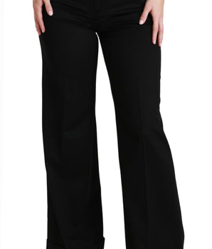 Dolce & Gabbana Black Wide Leg Flared Trouser Cashmere Pants Dolce & Gabbana 