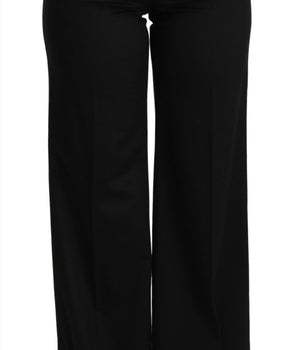 Dolce & Gabbana Black Wide Leg Flared Trouser Cashmere Pants Dolce & Gabbana 