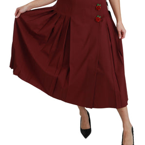 Dolce &amp; Gabbana Elegant Red High Waist Virgin Wool Skirt