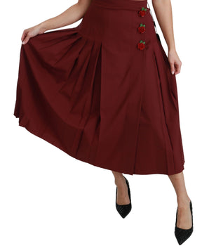 Dolce & Gabbana Elegant Red High Waist Virgin Wool Skirt Dolce & Gabbana 