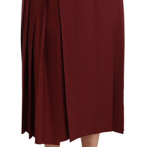 Dolce &amp; Gabbana Elegant Red High Waist Virgin Wool Skirt