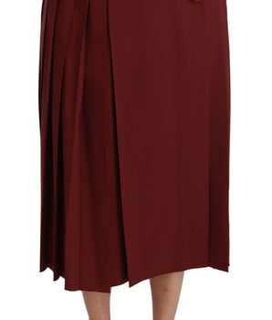Dolce & Gabbana Elegant Red High Waist Virgin Wool Skirt Dolce & Gabbana 