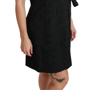 Dolce &amp; Gabbana Elegant Black Jacquard Sheath Dress