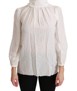 Dolce & Gabbana White Turtle Neck Blouse Shirt Silk Top Dolce & Gabbana 