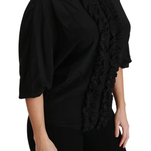 Dolce &amp; Gabbana Elegant Black Silk Short Sleeve Blouse