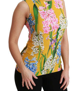 Dolce & Gabbana Yellow Floral Stretch Top Tank Blouse Dolce & Gabbana 