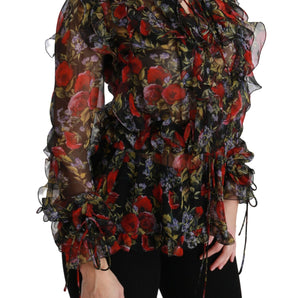 Dolce &amp; Gabbana Elegant Floral Silk Long Sleeve Blouse