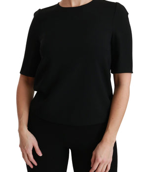 Dolce & Gabbana Black Short Sleeve Casual Top Stretch Blouse Dolce & Gabbana 
