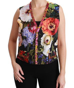 Dolce & Gabbana Multicolor Brocade Floral Sleeveless Vest Dolce & Gabbana 