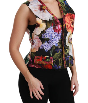 Dolce & Gabbana Multicolor Brocade Floral Sleeveless Vest Dolce & Gabbana 