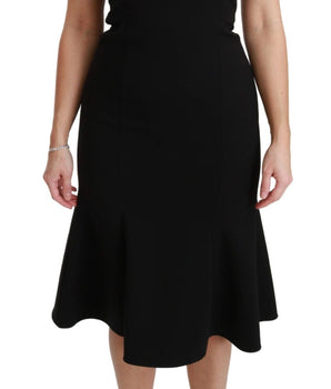 Dolce & Gabbana Elegant Black Fit Flare Wool Blend Dress Dolce & Gabbana 