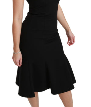 Dolce & Gabbana Elegant Black Fit Flare Wool Blend Dress Dolce & Gabbana 