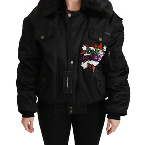 Dolce & Gabbana Elegant Black Bomber Jacket with Detachable Features