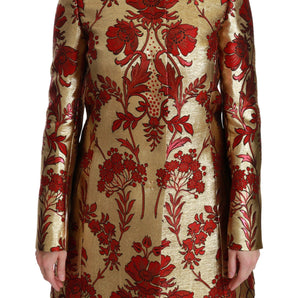 Dolce & Gabbana Elegant Gold Floral Brocade Trench Coat