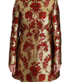 Dolce &amp; Gabbana Elegante gabardina con brocado floral dorado