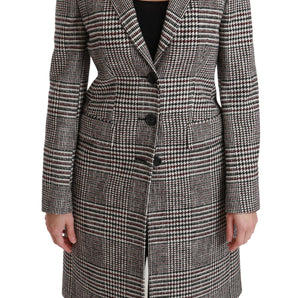 Dolce & Gabbana Elegant Multicolor Checked Knee-Length Jacket Coat