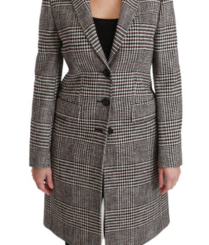 Dolce &amp; Gabbana Elegante abrigo chaqueta hasta la rodilla a cuadros multicolor