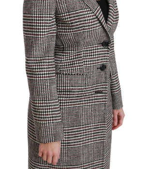 Dolce &amp; Gabbana Elegante abrigo chaqueta hasta la rodilla a cuadros multicolor